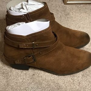 Brown suede ankle boots